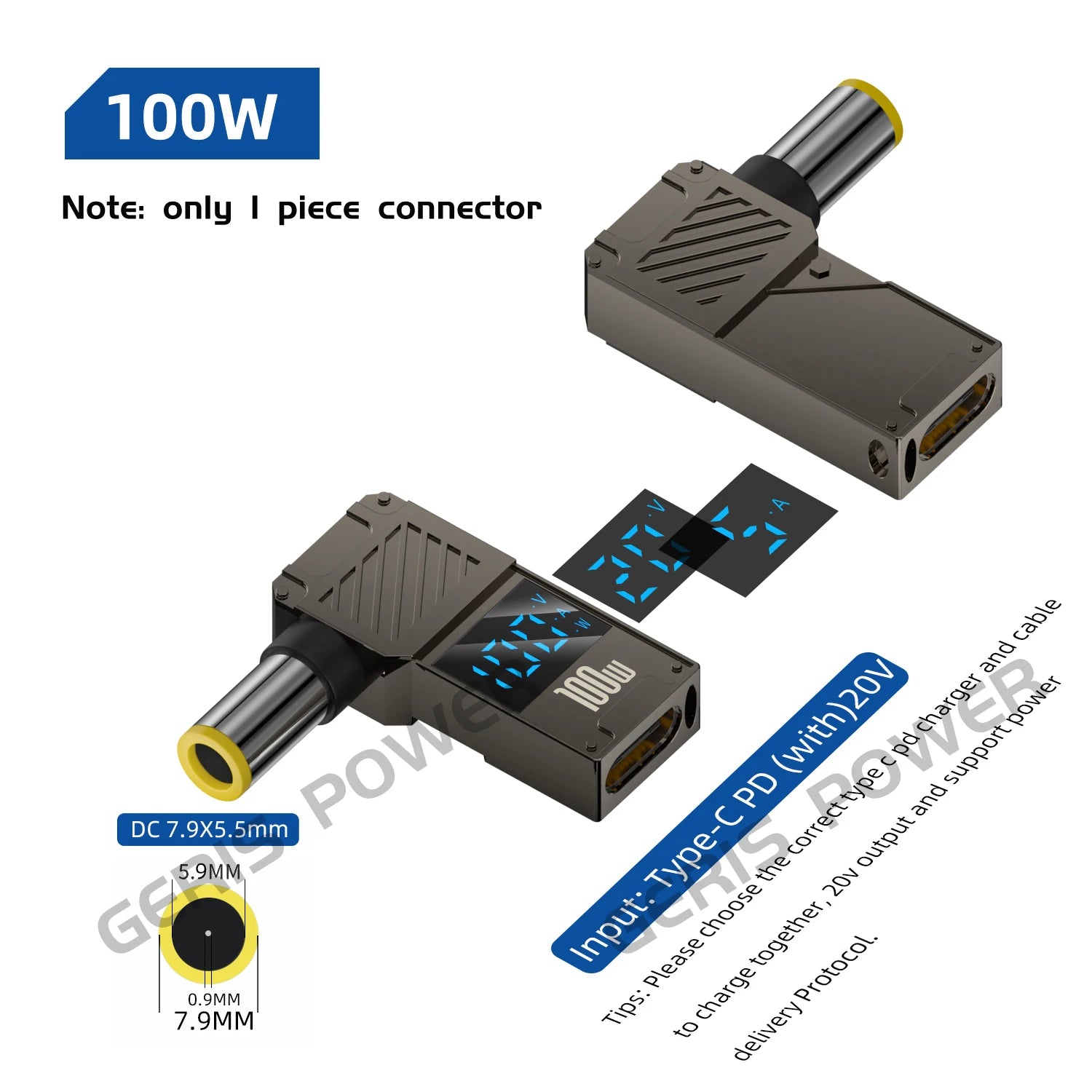 100W USB Type C Fast Charging Adapter Plug Connector Universal USB C to DC Laptop Charger Converter for Lenovo Dell Asus Hp Acer