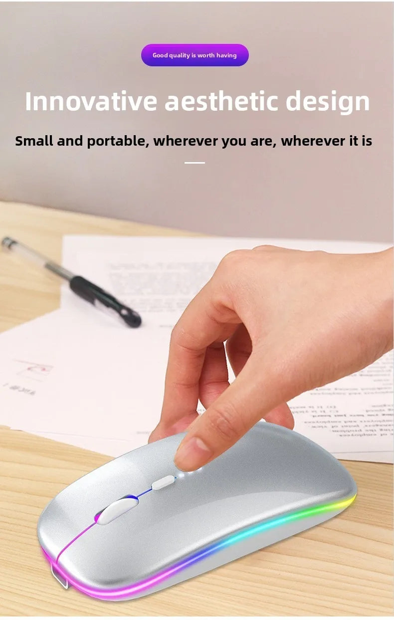 Rechargeable Wireless Mouse Bluetooth-compatible 2.4GHz Dual Modes Computer Mice with Nano Receiver for PC Laptop Macbook