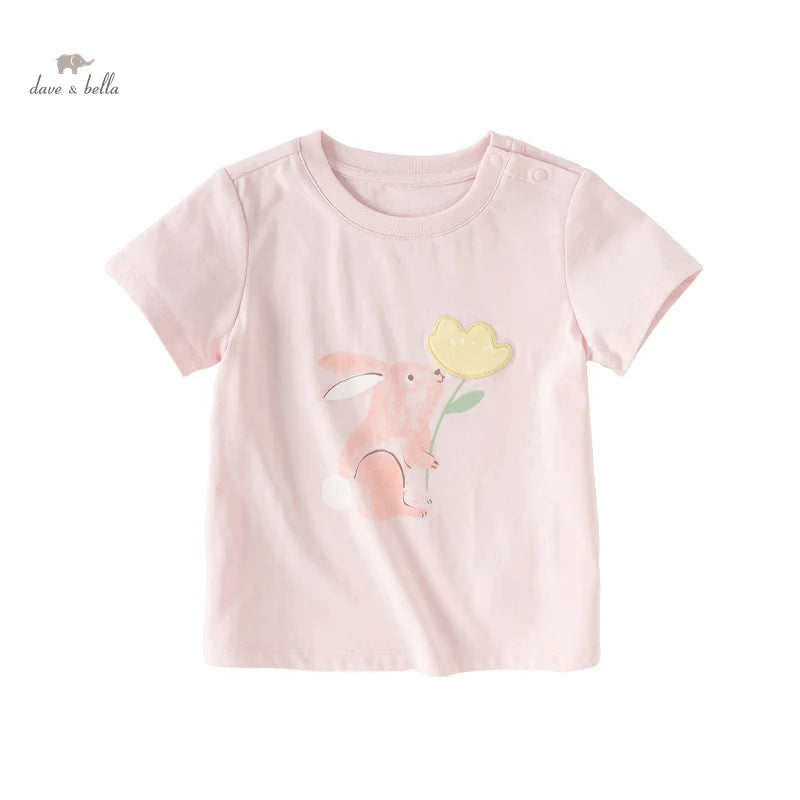 Dave Bella 2025 New Summer Girl's Boy’s Baby T-Shirt Children Top Cotton Short Sleeve Undershirt Casual Outdoor Sport DB2241110