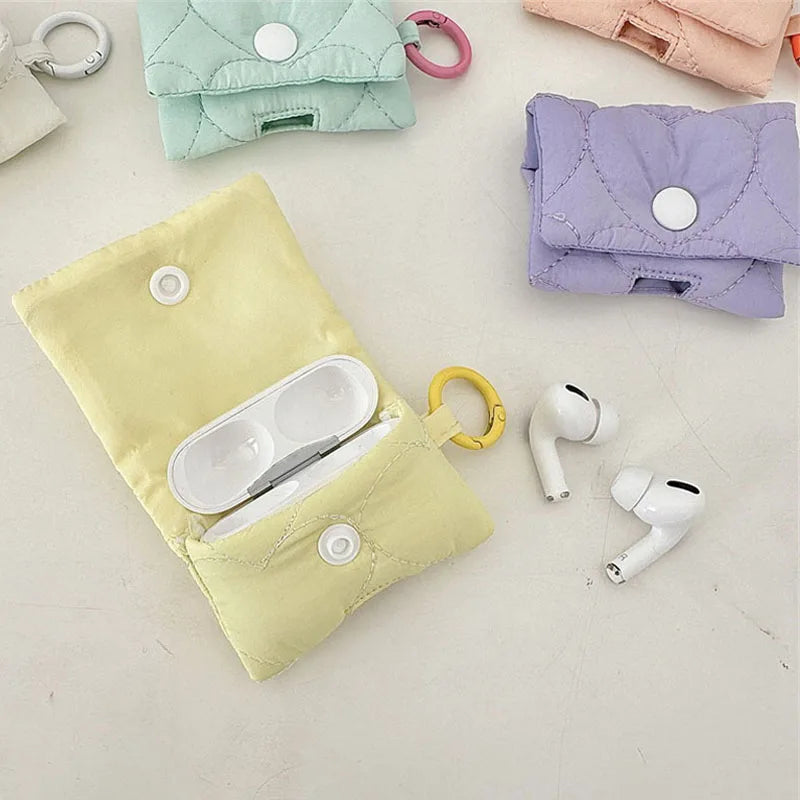 Candy Color Earphone Case Portable Earbuds Pouch Box Koreans Style Little Lipstick Packaging Bags Super Practical Buttons Purses