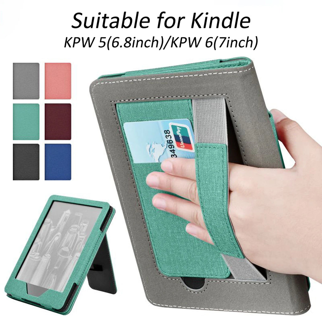 Leather Protective Case Cover for Kindle Paper White 5/6 M2L3EK/M2L4EK/SA568B 6.8"/7" Bracket Handheld Card Holder 11/12th