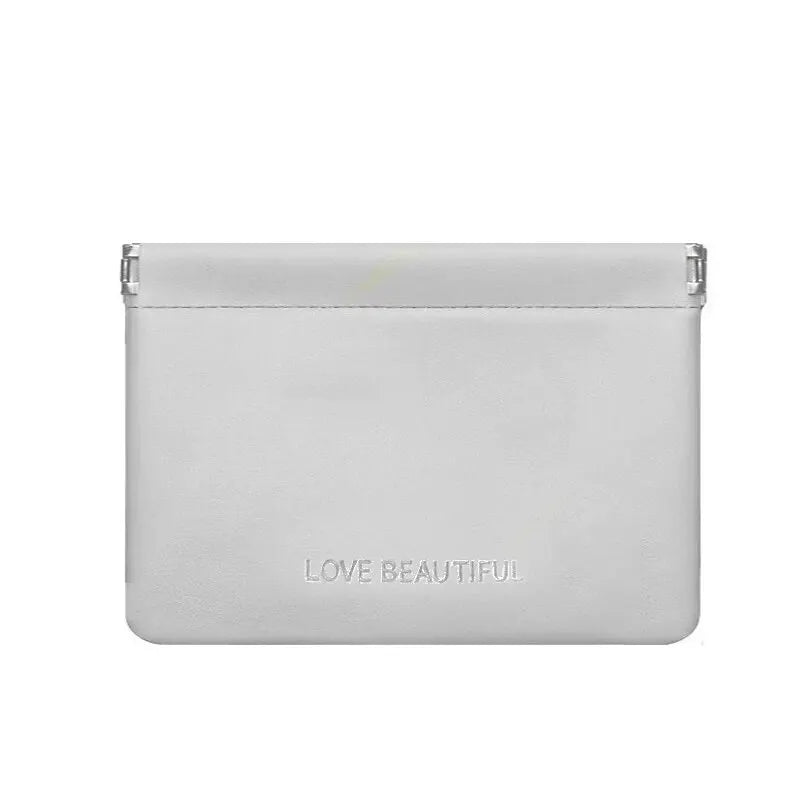 Fashion PU Leather Storage Bag Automatic Closure Waterproof Purse Portable Earphone Charging Line Cosmetic Lipstick Jewelry Bag