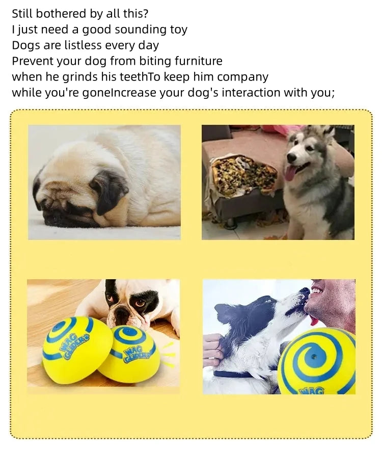 Wag Glider for Dogs Teething Stick, Glissade,Puppy Accessories,Make A Sound Slideshow Disc,Flying Pet Toys, PVC Yellow Funny