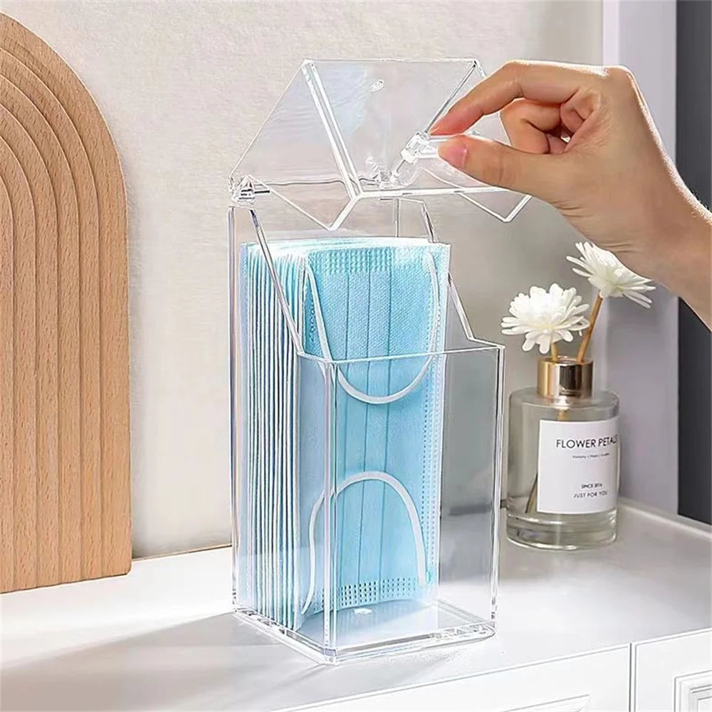 1PC-Desktop Makeup Brush Storage Bucket Cup Holder with Lid Makeup Lipstick Cosmetic Storage Box Organizer Tube Transparent