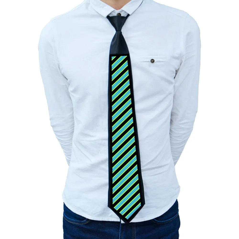 Apparel Accessories Rainbow LED Light Tie Adjustable Neon Flashing Glow Rave Party Necktie Narrow Hip-hop Luminous Cravat Street