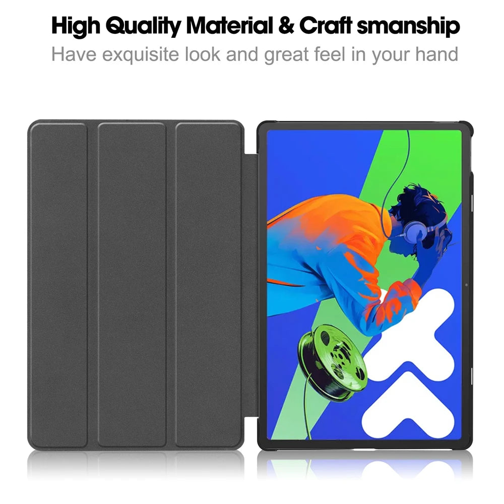 For Lenovo Xiaoxin Pad Pro 12.7 2025 Case Tri-Folding PU Leather Stand Tablet Cover for Xiaoxin Pad Pro 12.7 Inch 2025 TB-375FC