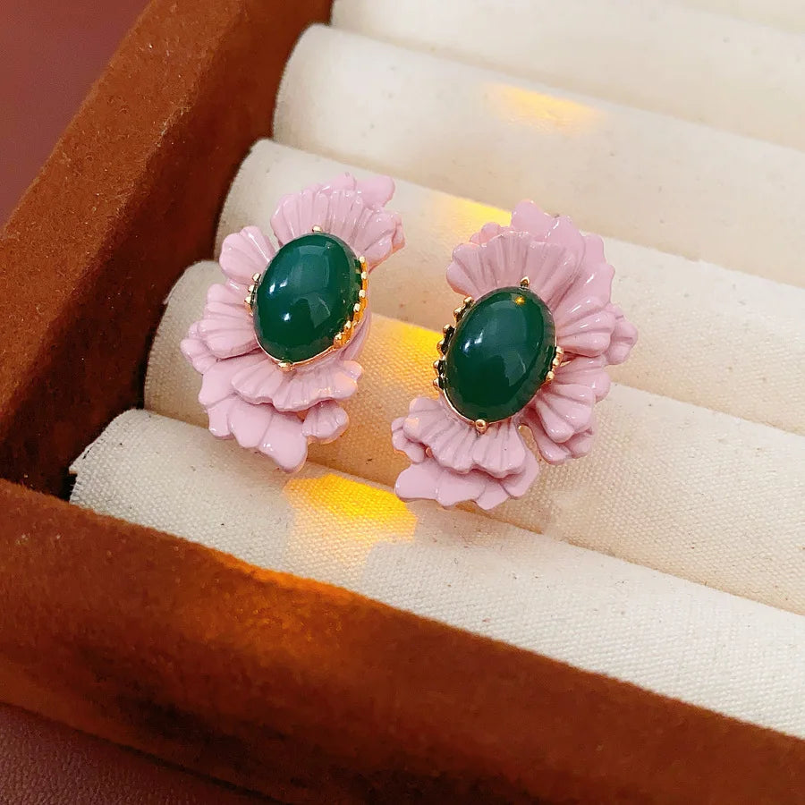 Fashion Romantic Flower Earrings Pink 2025 New Creative High Grade Designers Pendientes Mujer