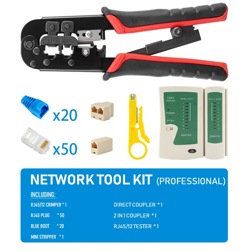 RJ45 Crimper RJ11 RJ45 Crimping Tool Ethernet Network LAN Cable Crimper Cutter Stripper Plier for 6P 8P RJ11 RJ12 RJ45 Connector