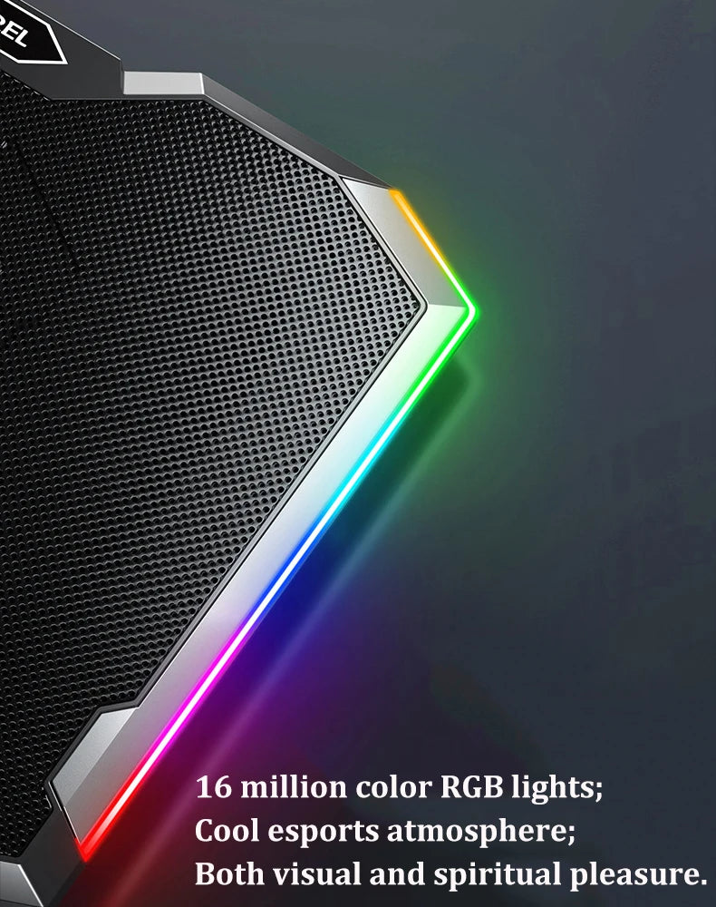ICE COOREL Gaming RGB Laptop Cooler 12-18 Inch Led Screen Laptop Cooling Pad 3500 RPM 8 fans 2 USB Ports Notebook Cooler Stand