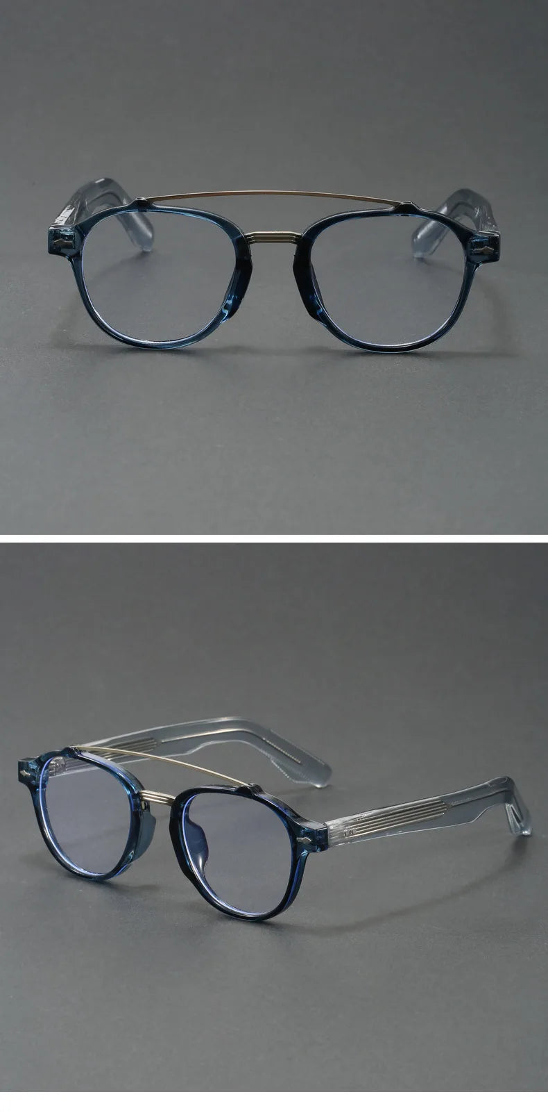 Designer Anti Blue Light Glasses Men's Retro Double Bridge Thickened Frame Fashion Optical Prescription Glasses for Women