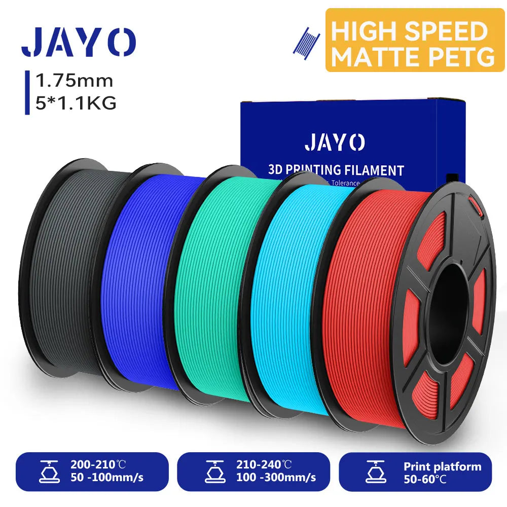 JAYO 5Rolls 3D High Speed Marble PLA/HS Matte PETG/HS PLA Filament 600mm/s High Speed 3D Printer Non-toxic Filament 1.1KG/roll