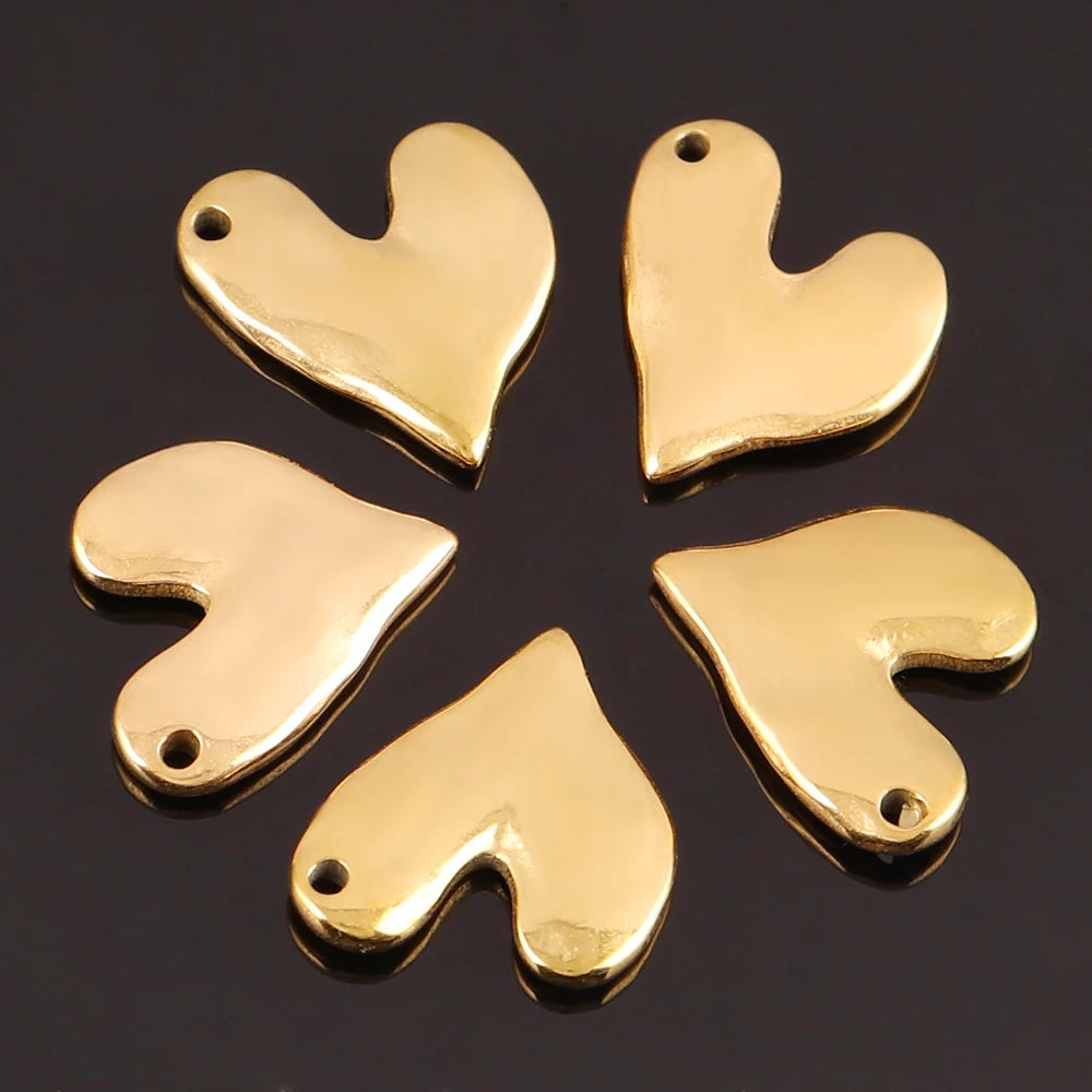 5pcs Stainless Steel Charms Heart Charms for Jewelry Making Heart Shaped Pendant Handmade Bracelets Earrings Diy Accessories