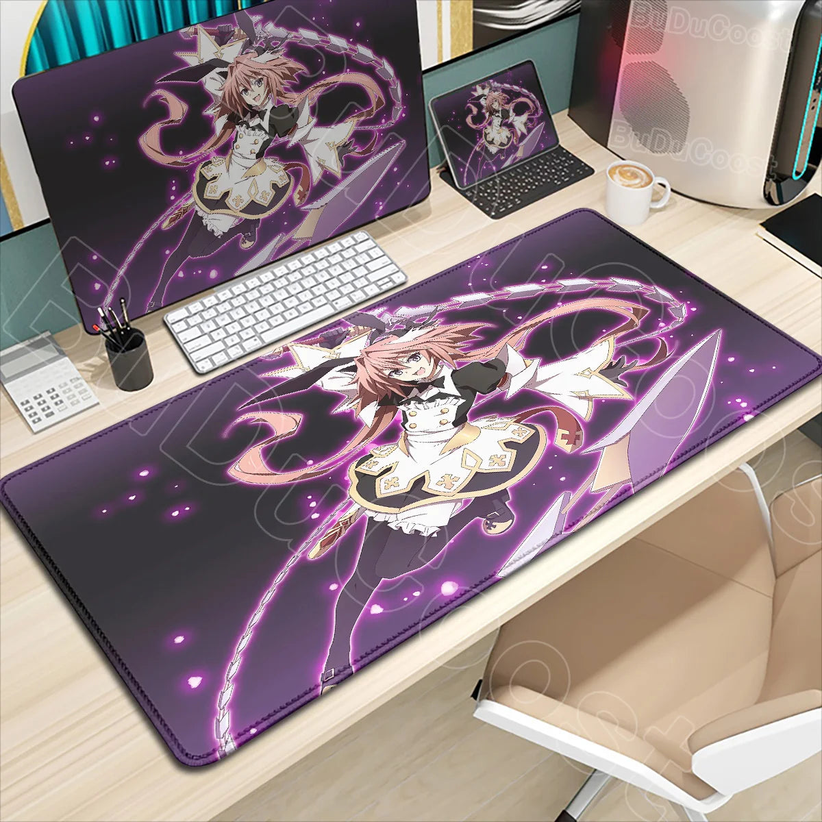 Astolfo Mousepad HD Print Anime Girl Computer Gamer Locking Edge Non-slip Rubber Mouse Pad Keyboard PC Desk Pad Table Decoration
