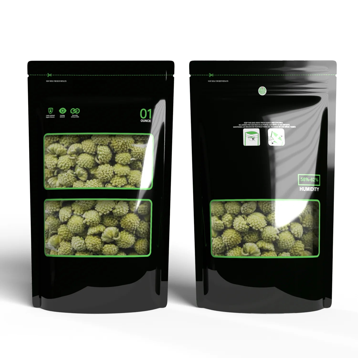 5 Packs 1 Pound 1lb Terp Bags 58%-62% RH Humidity Bags Lock & Seal Storage & Curing Bags Heat Sealable 14x18.5x6Inch 16 oz