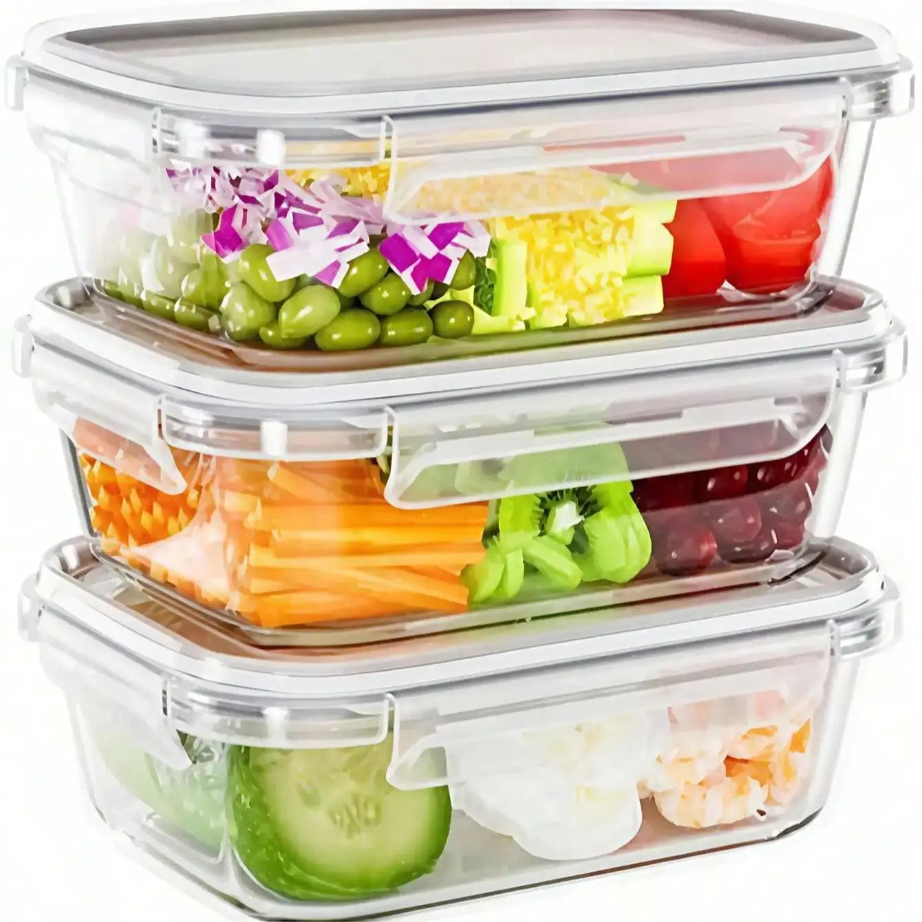Glass Food Storage Container With Lid, For Meal Prep,Fridge And Dishwasher , Transparent For Storing Food, Salad, Fruit Etc.