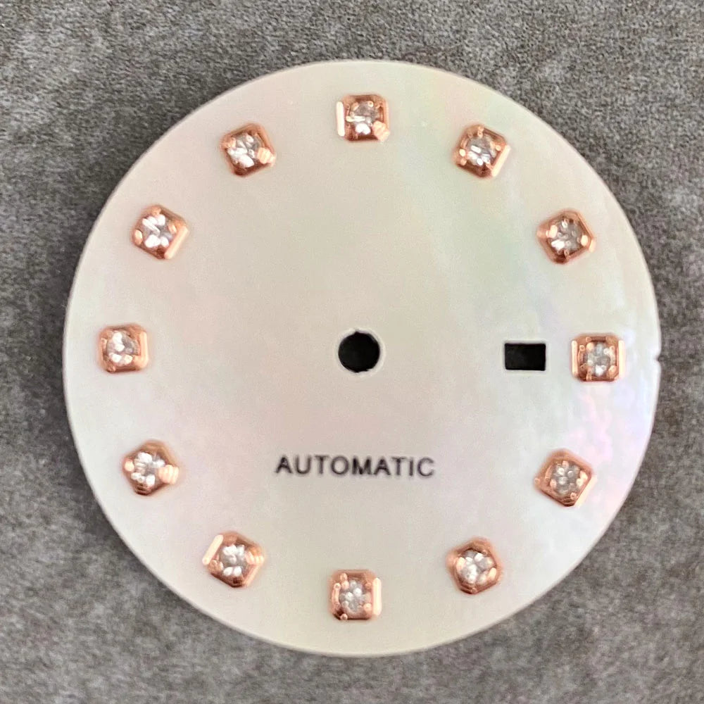 24.5mm Mother of Pearl Shell Dial Roman Diamond Sunburst Watch Dial Hand Fit NH05A NH05 Watch Movement Ladies Watchmaker Tools