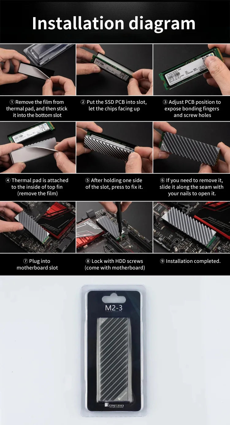 Jonsbo M.2 2280 Solid State Hard Disk Aluminum Heatsink SSD NVMe Heat Sink with Thermal Pad PC Accessories