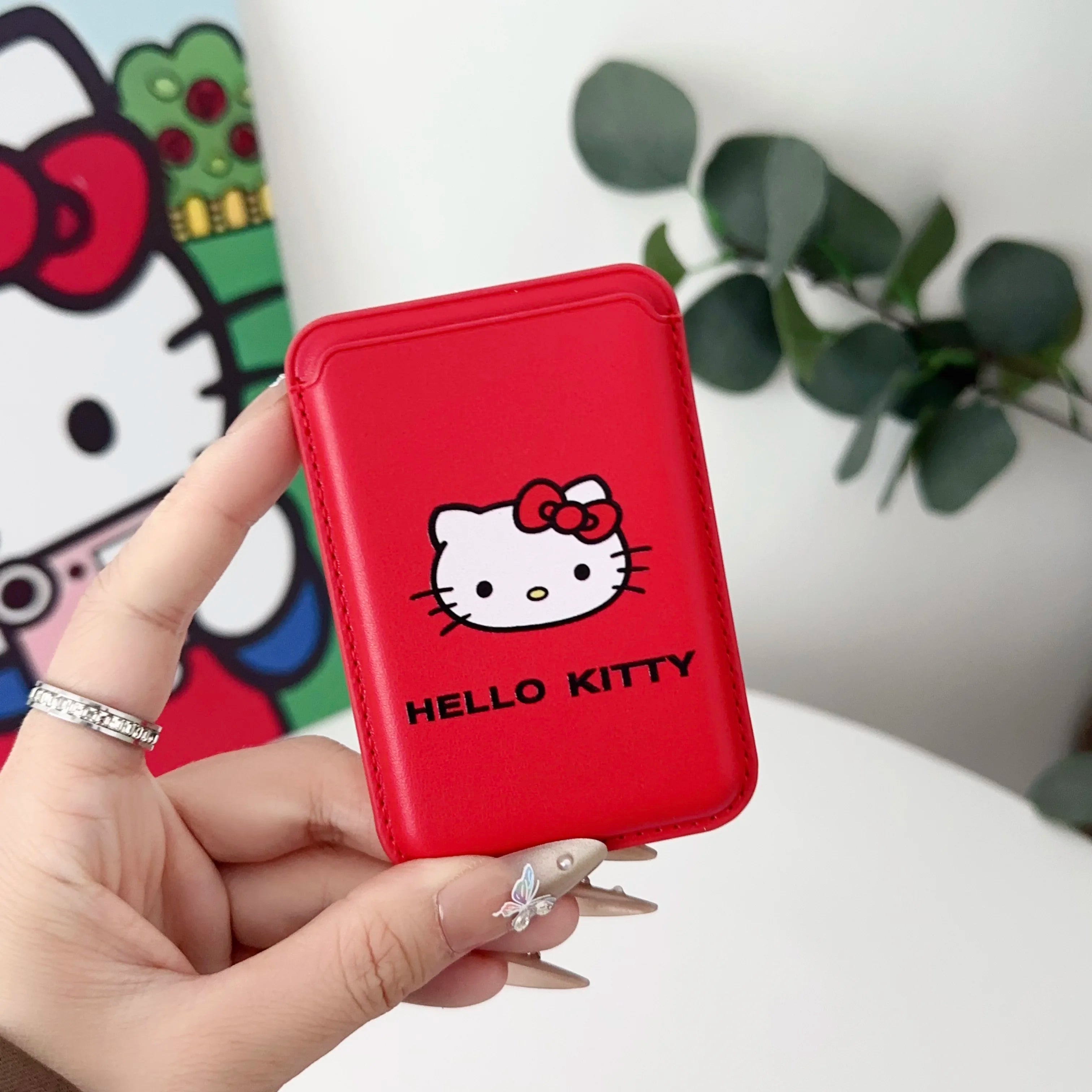 INS Korean Cute Hello Kitty for Magsafe Wallet Card Clip Case For iPhone 15 16 Pro Max 13 14 12 Magnetic Wallet Pink Girl Cover
