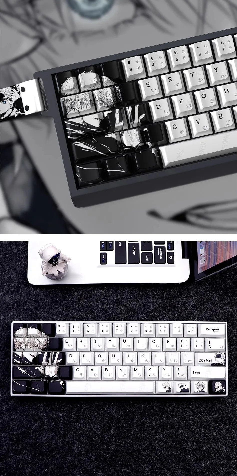 Satoru Gojo Theme Anime Keycaps Set PBT Sublimation Keyboard Caps Custom Cherry Profile Keycaps for Mechanical Keyboard 105key