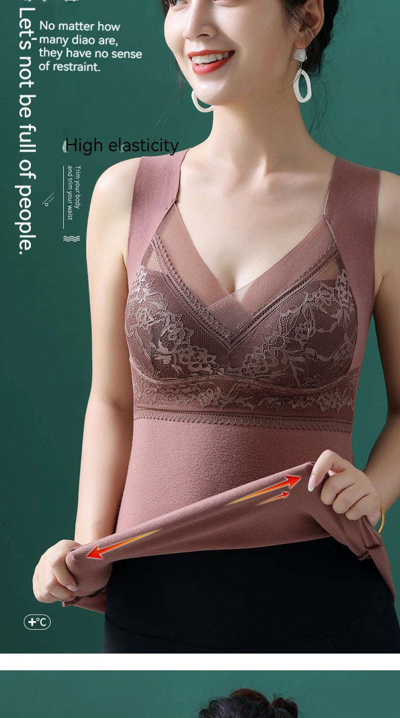Women Thermal Underwear Winter  Bottoming Top Seamless Thick Double Layer Warm Lingerie Warm bra Sports underwear
