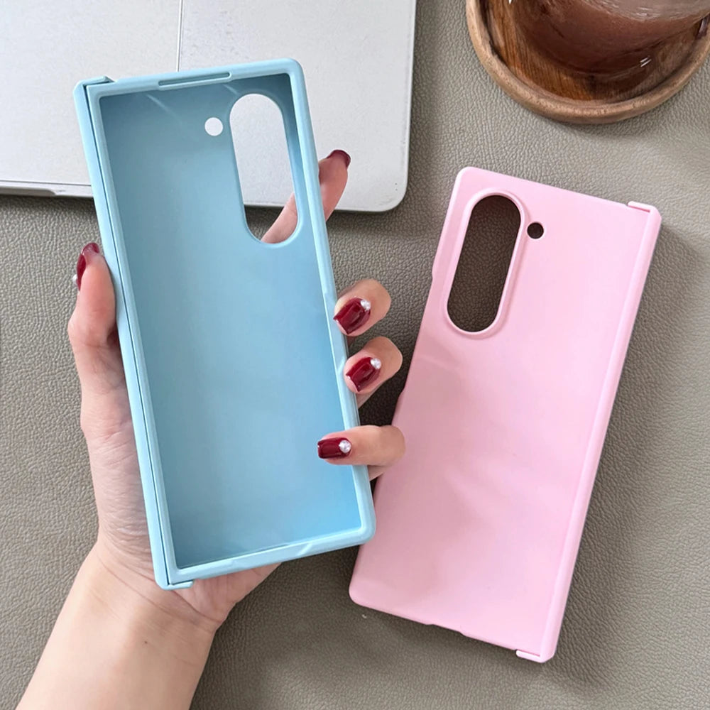 Luxury Matte Phone Case for Samsung Z Fold 6 5 4 3 5G Fold6 Fold5 Fold4 Fold3 Hinge Shockproof Protective Macaron Color PC Cover