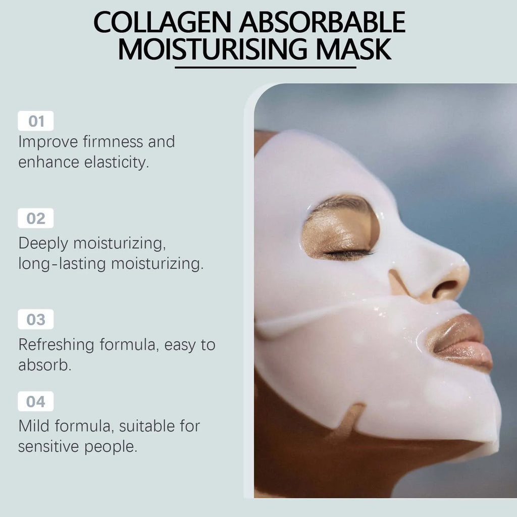 Collagen Face Mask Hydrating Shrinking Pores Fade Fine Lines Moisturizing Refreshing Hyaluronic Acid Sheet Mask Korean Skin Care