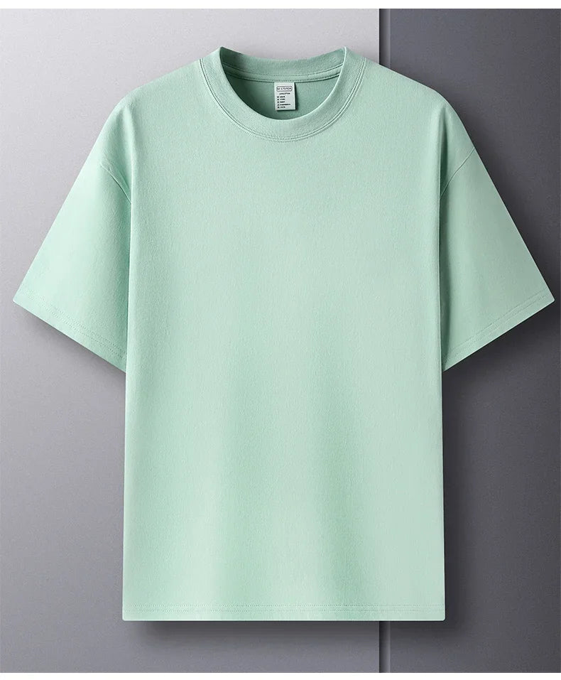 Summer  100% Pure Cotton Men's Short Sleeve Round Neck Fashionable Style Half Sleeved Top Breathable T Shirt Short Sleeve