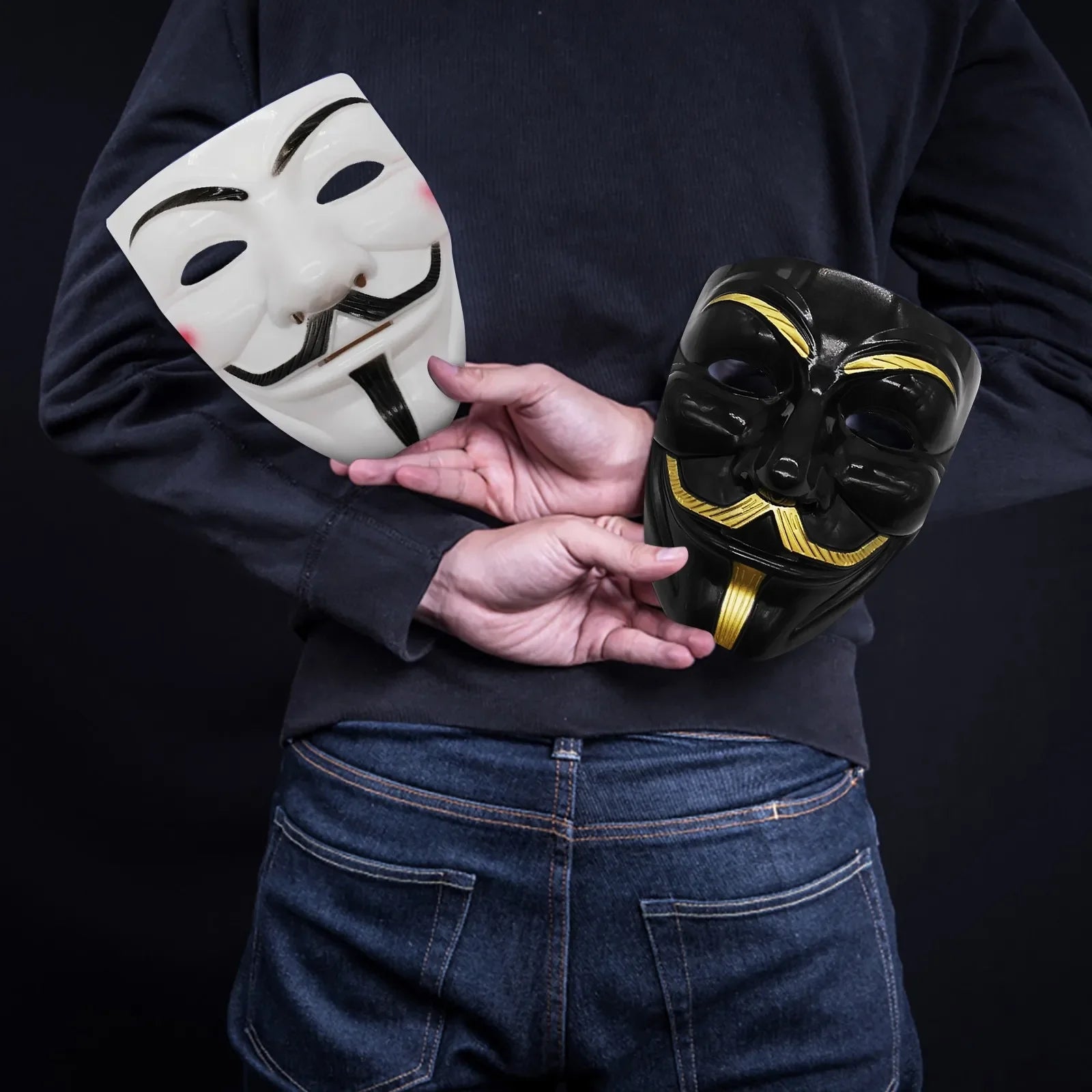 1pc Halloween Face Mask Black White V For Vendetta Hackers Cos Mask Halloween Cosplay Party Diy Masks Anime Anonymous Headwear