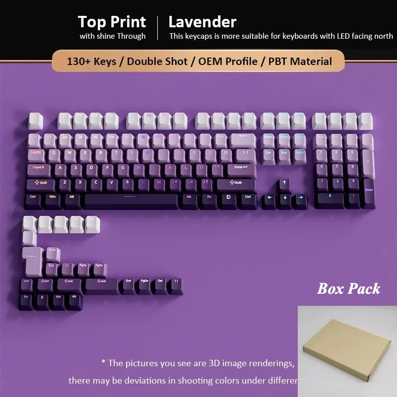 Gradient Keycaps 134 Keys OEM Profile PBT Double Shot Keycap For MX Switch Gaming Mechanical Keyboard Side Printed RGB Key Caps