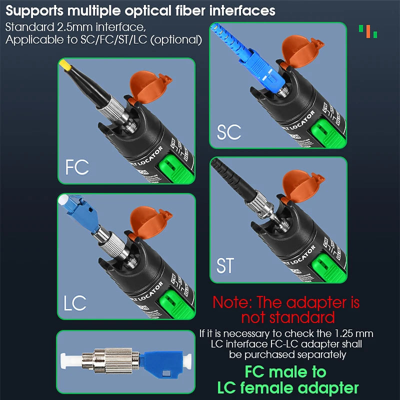 1/10/20/30/50mW Visual Fault Locator Fiber Optic Cable Tester Pen 2.5mm Interface(SC/FC/ST) FTTH Optical Fiber Tester Tool VFL