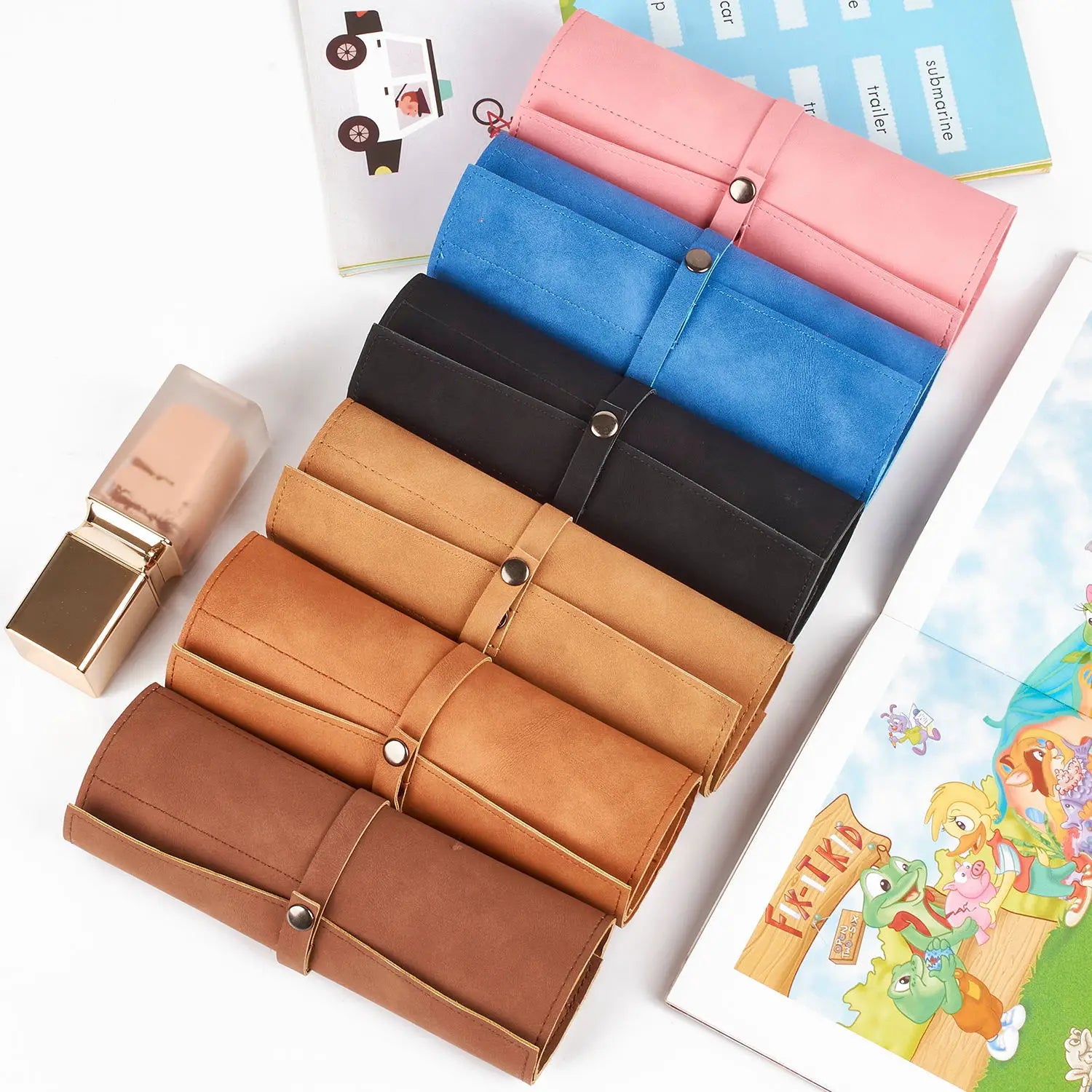 Watch Band Roll Organizer With 5 Slots Storage Box Watch Strap Smart Watch Storage Bag Leather Handmade Travel Case storage bag