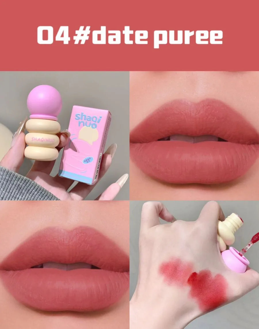 SHAQINUO Matte Lip Clay Lip Glaze, Contrasting Colors Matte Velvet Lip Clay Long-lasting Color Non-drying Lipstick