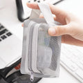 Large Capacity Lipstick Coin Purse Earphone Bag Mesh Storage Bag Organizer Pouch Clutch Bag for Women