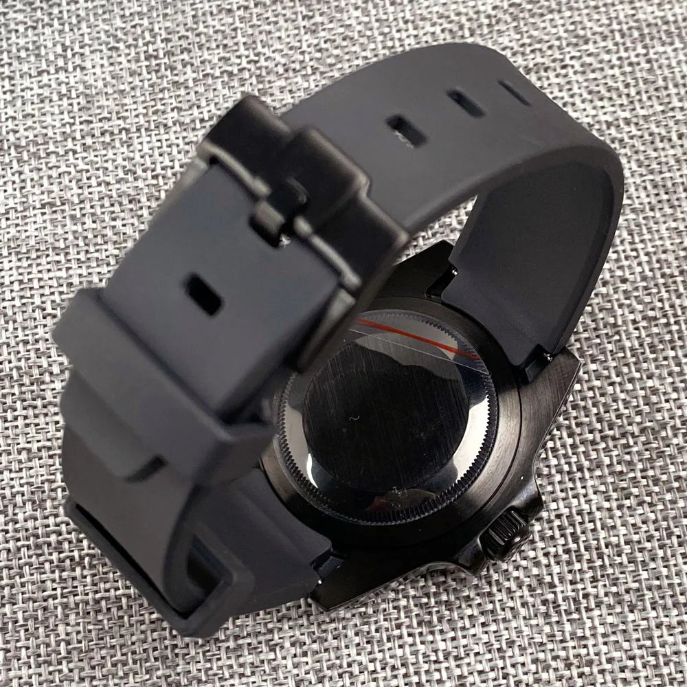 Tandorio 200M Waterproof NH36A Vintage Black Dial Automatic Men Swim Diver Watch PVD Case Date Week Display Rubber Band