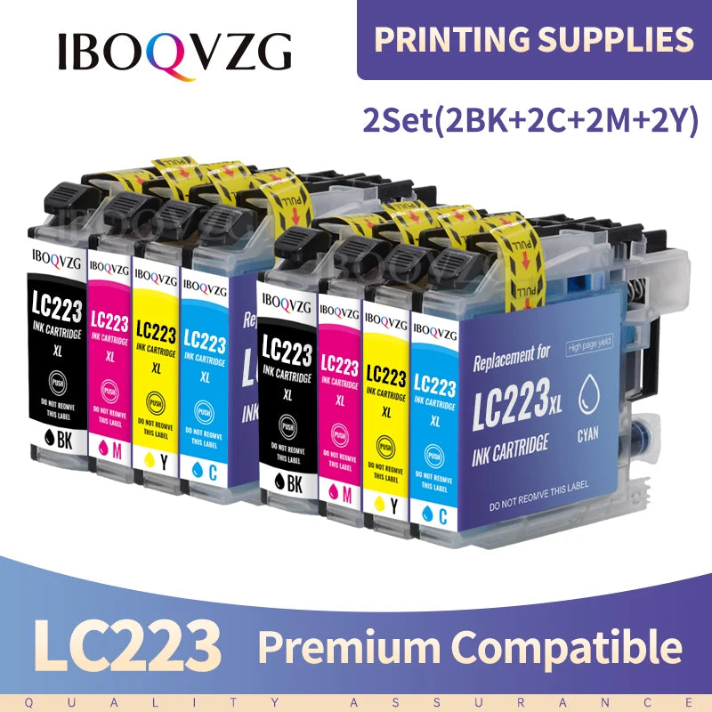 IBOQVZG Printer Cartridge Compatible For Brother LC223 LC221 Ink Cartridge MFC-J4420DW J4620DW J4625DW J5320DW J5620DW Printer