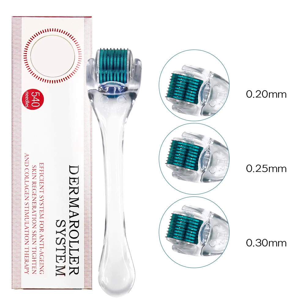 Professional 540 Needles for Facial Body Hair Growth Derma Roller for Skin Beard 0.2mm 0.25mm 0.3mm Needle Beauty Roller