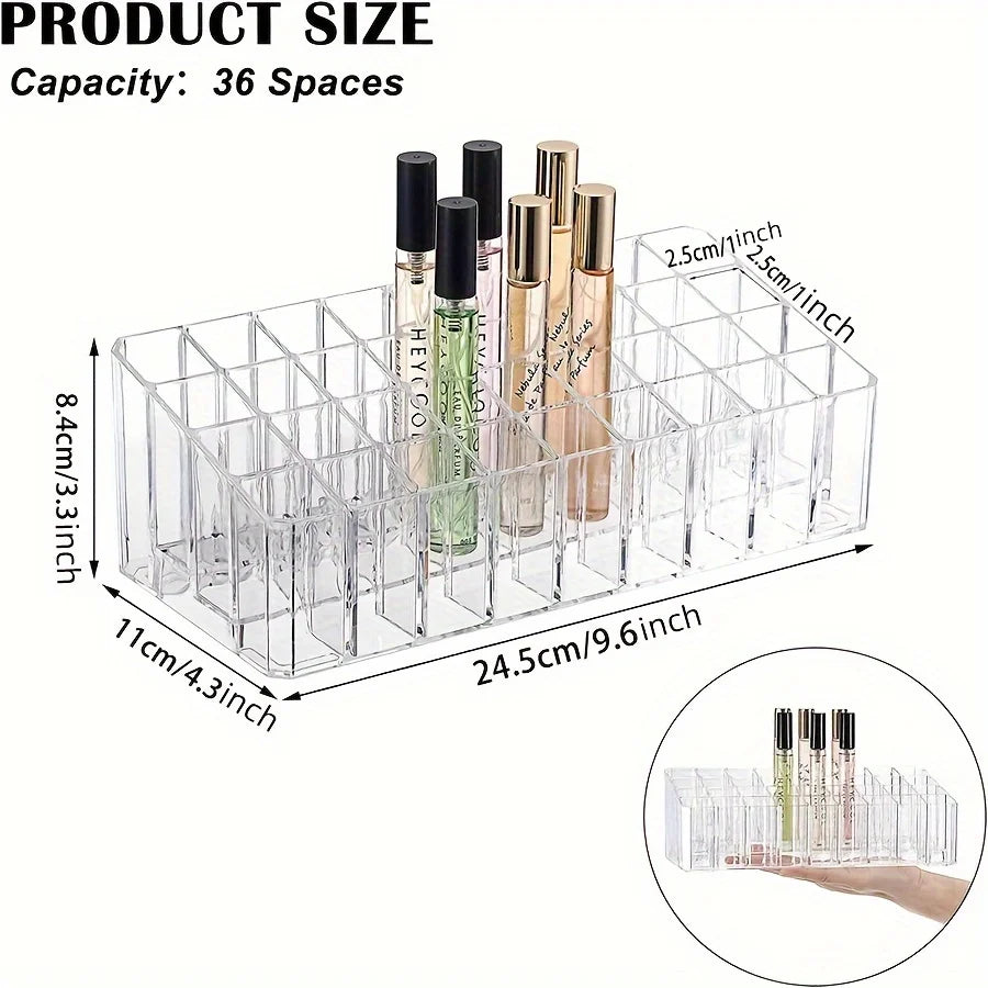 36-Grid Lipstick Display Stand, Desktop Cosmetic Storage Case, Multi-Purpose Holder for Cosmetics & Perfumes