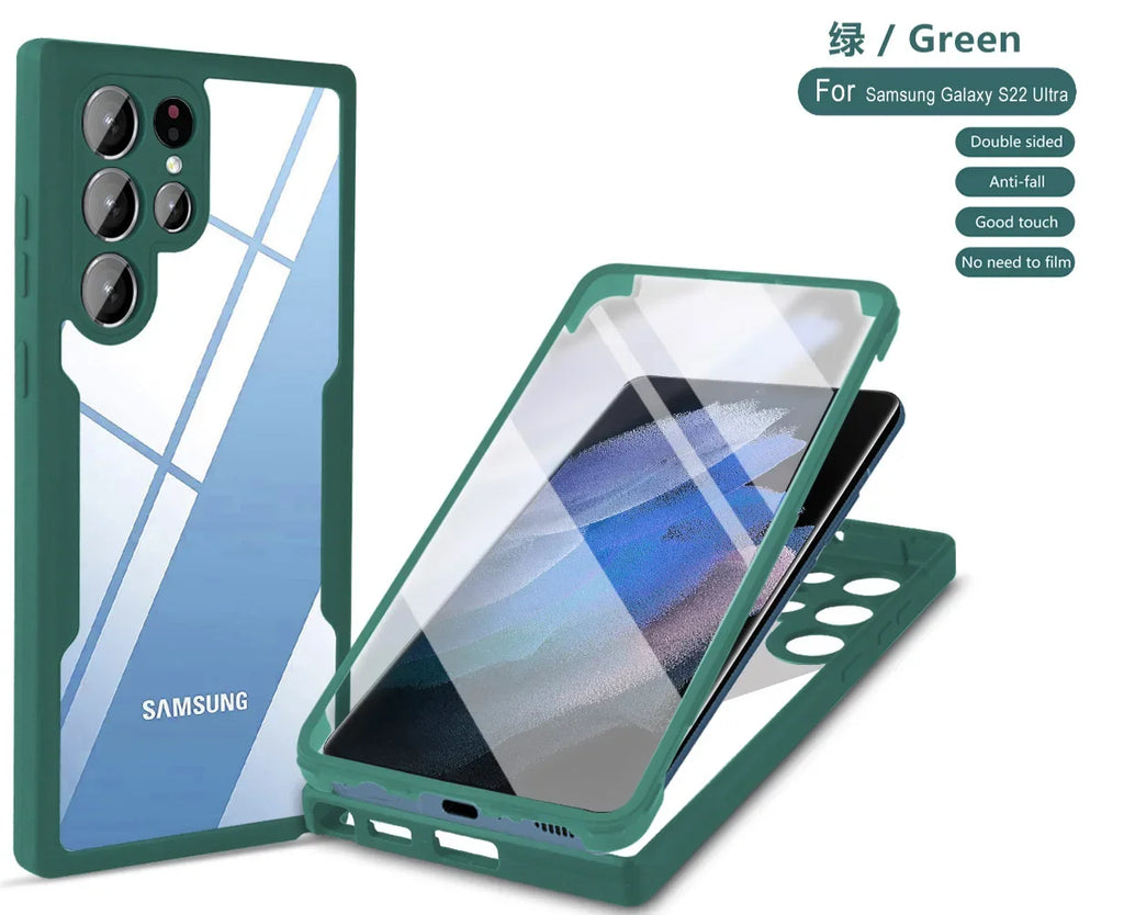 360 Clear Phone Case for Samsung Galaxy S24 S22 S25 Ultra Plus S23 FE A05S A54 A16 A06 A36 A56 A26 creen Full Protection Cover