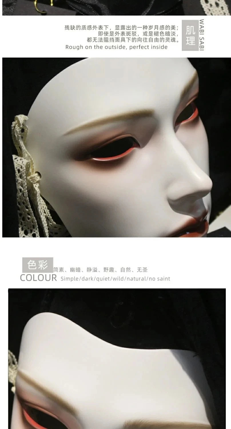 Japanese Style Women Soul Mask Ancient Warrior Wearable Decor Mask Venice Dance Ball Party Dress Up Full Face Mask for Men Gift