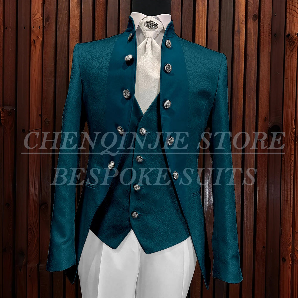 Formal Jacquard Men's Suits Elegant Wedding 3 Piece Jacket Pants Vest Blazer High Quality Full Sets Costume Homme Blazer 2025