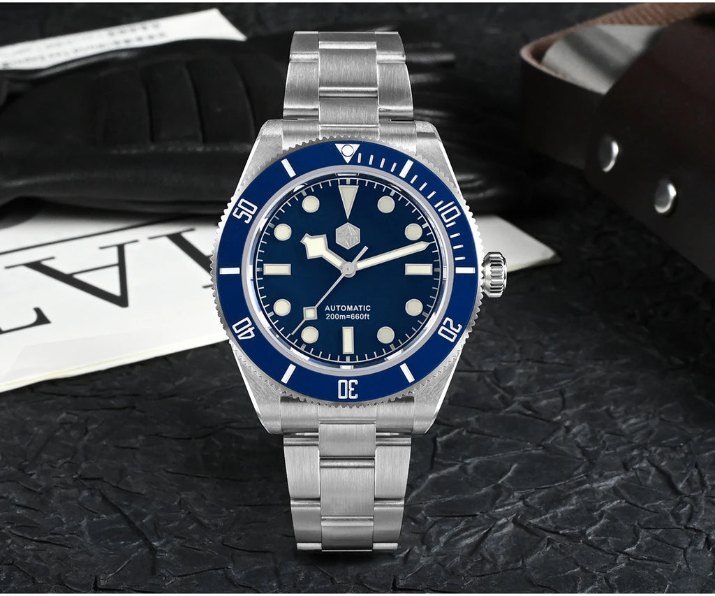 San Martin 40mm Vintage Diver Luxury Men Wristwatch Brand Classic BB58 PT5000 Automatic Mechanical Watches Sapphire 20Bar SN0008
