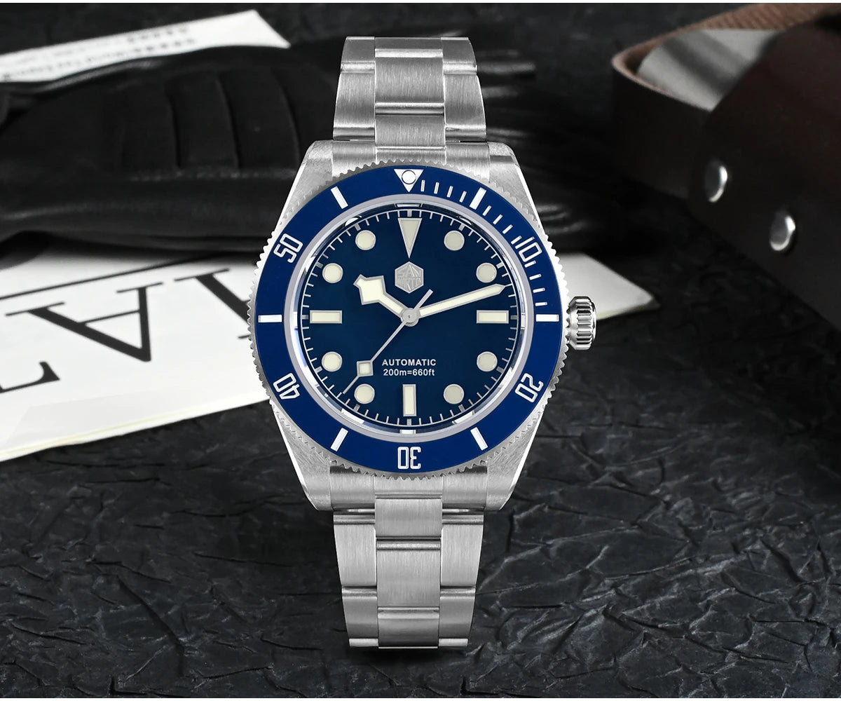 San Martin 40mm Vintage Diver Luxury Men Wristwatch Brand Classic BB58 PT5000 Automatic Mechanical Watches Sapphire 20Bar SN0008