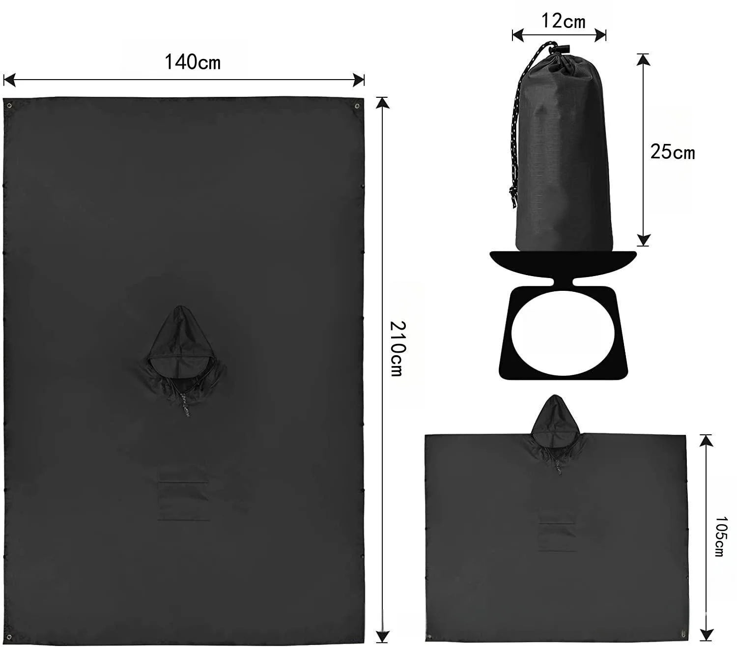 Outdoor Windproof Waterproof Multifunctional Three in One Outdoor Rain Shelter Hiking Cycling High-quality Adult Raincoat