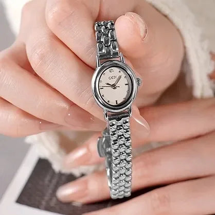 Women Watch for Girls Small Wrist Quartz Reloj Muje Sliver Grey Gold Oval Orologio Ladies Wristwatch Stainless Steel Band Clock