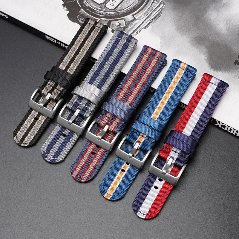 18mm 20mm 22mm 24mm Soft Nylon Strap for Omega Seamaster 007 Men Women Quick Release Canvas Replace Watch Band for Seiko Casio