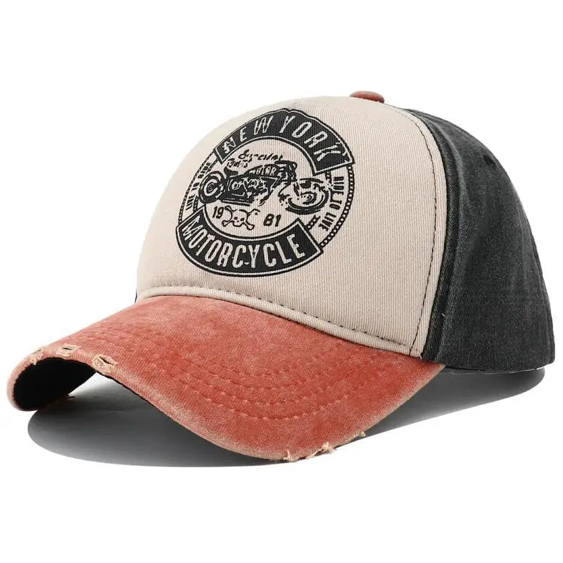 2023 New Designer Motorcycle Print Cotton Baseball Cap Hat for Man Retro Vintage New York 5 Panel Snapback Caps for Women