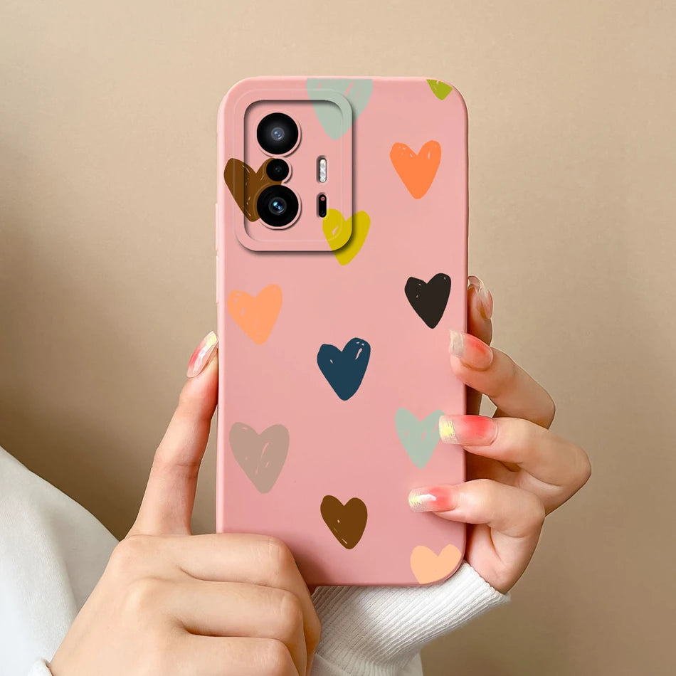 Love Heart Case For Xiaomi 11T Pro Back Cover Soft Liquid Silicone Full Protection Phone Covers For Xiaomi Mi 11t Pro 11 t Funda