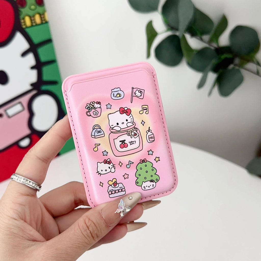 INS Korean Cute Hello Kitty for Magsafe Wallet Card Clip Case For iPhone 15 16 Pro Max 13 14 12 Magnetic Wallet Pink Girl Cover