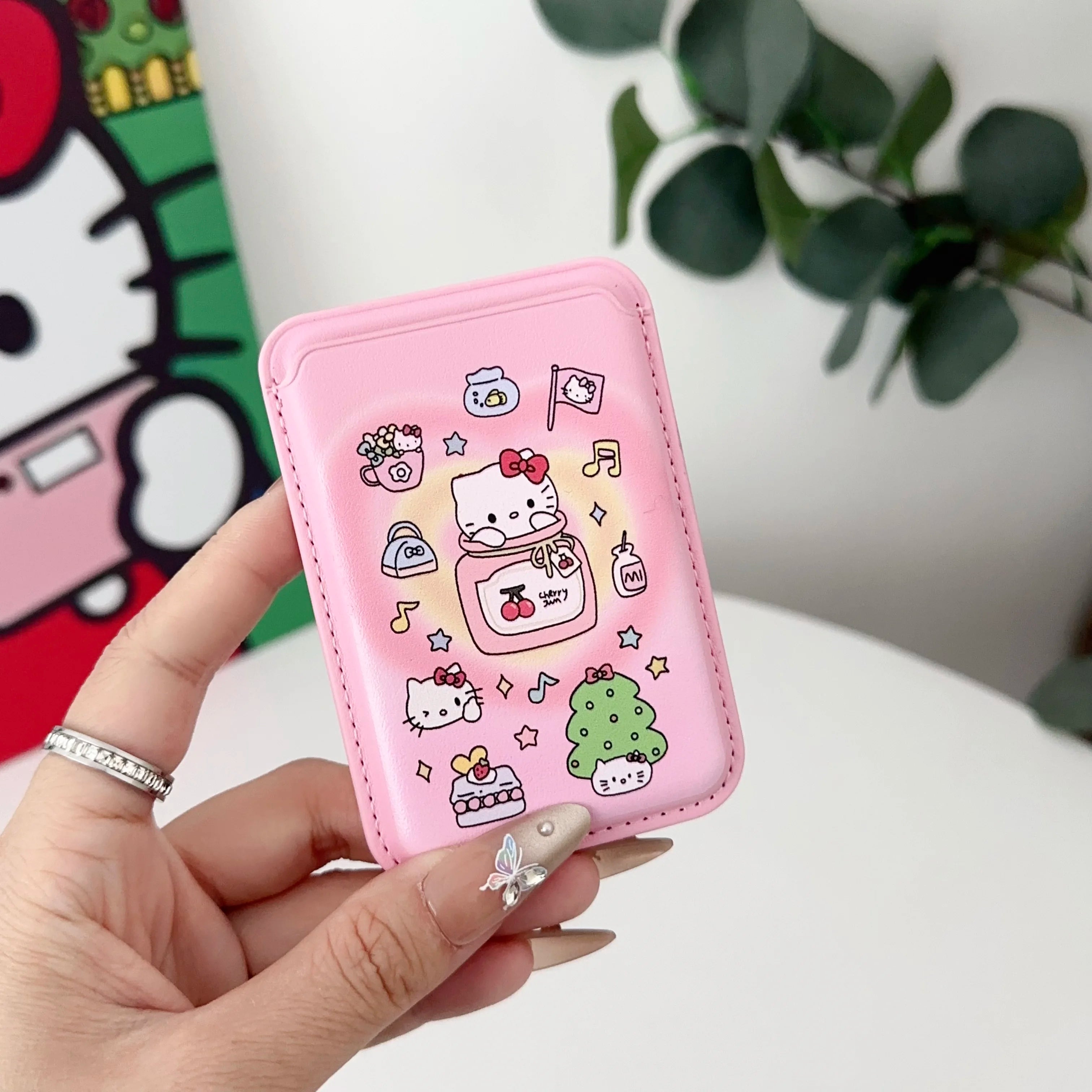 INS Korean Cute Hello Kitty for Magsafe Wallet Card Clip Case For iPhone 15 16 Pro Max 13 14 12 Magnetic Wallet Pink Girl Cover