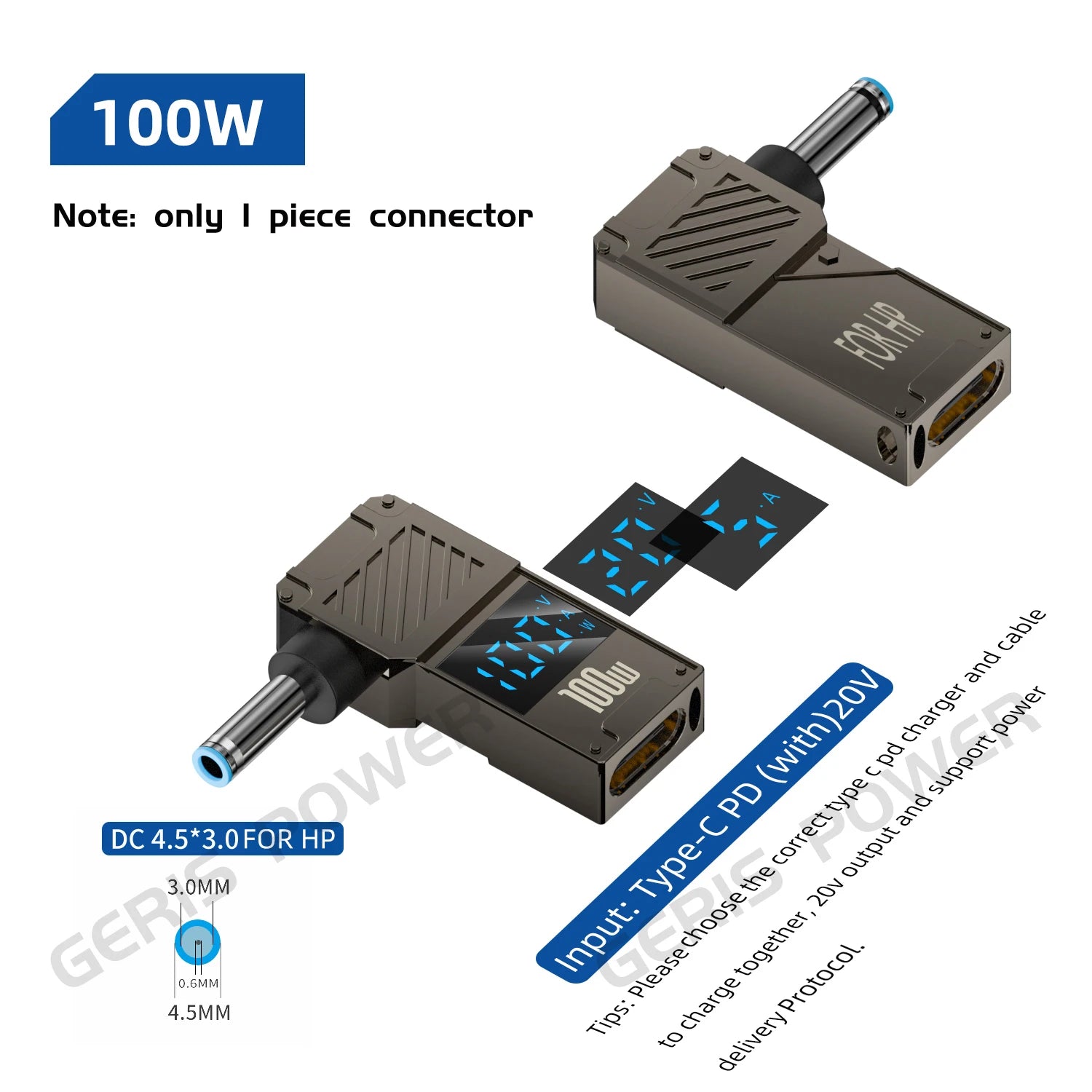 100W USB Type C Fast Charging Adapter Plug Connector Universal USB C to DC Laptop Charger Converter for Lenovo Dell Asus Hp Acer